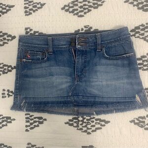 Abercrombie & Fitch Denim Micro Mini Skirt Sz 4 Distressed Y2K Grunge